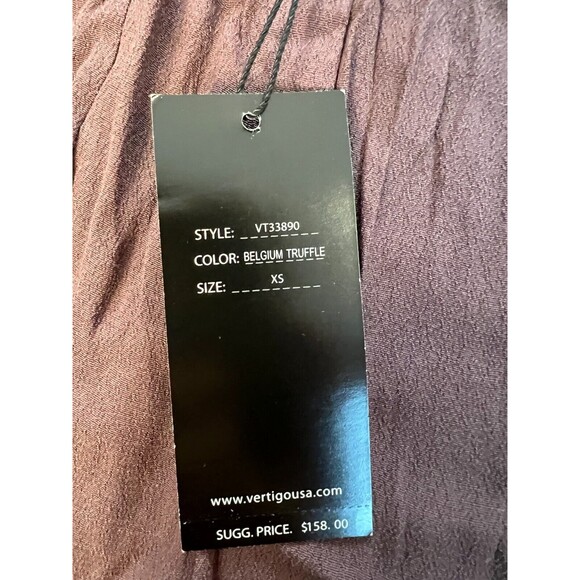 Vertigo Ruched Ankle Pants Womens XS Belgium Truffle Brown Elastic Waist NWT - Picture 7 of 9